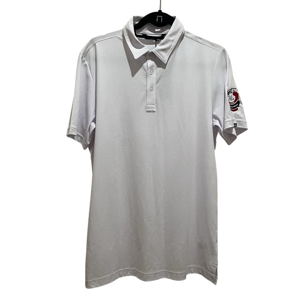 Travis Mathew Polo Golf Shirt Mens White MED Oceanside Solid NWT Cocktail
